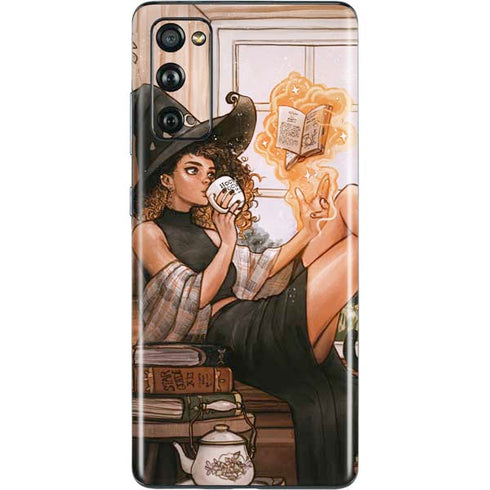 Cozy Autumn Library Witch with Cat and Coffee by Ivy Dolamore Galaxy S20 Fan Edition Skin